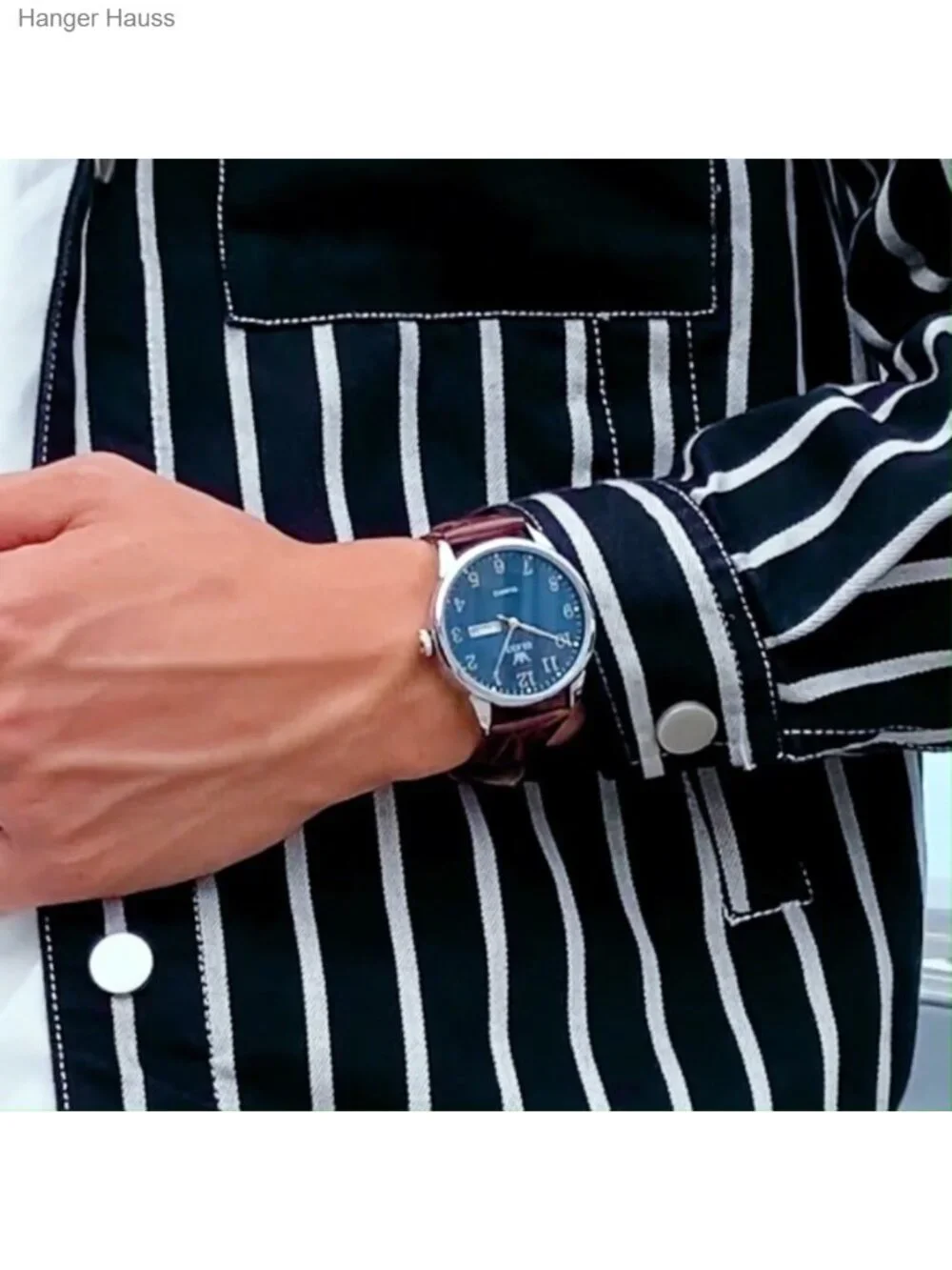 Vintage Leather Strap Dress Watch Easy Reader Arabic Numerals Quartz Analog